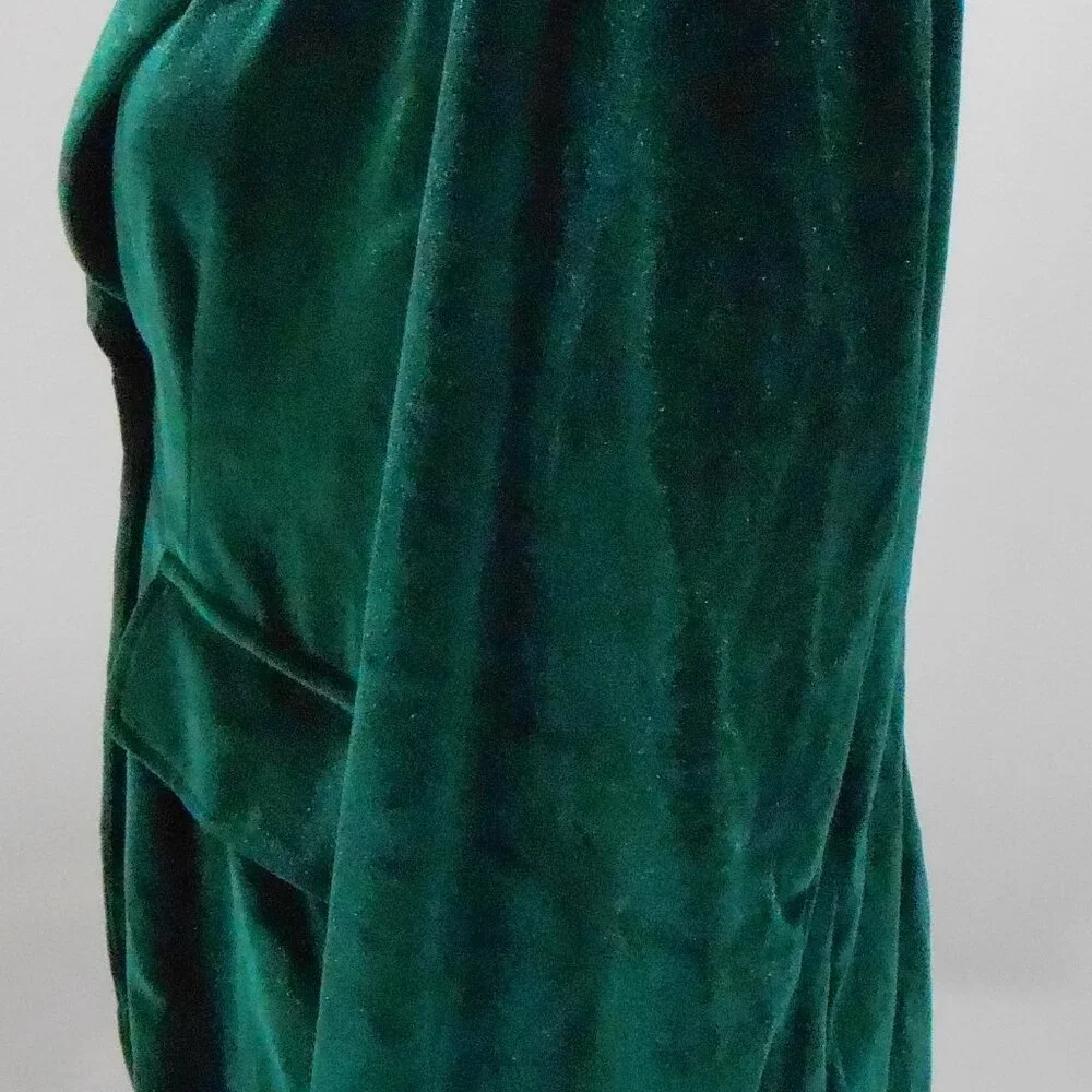 Women's Dark Green Velvet One Button Lapel Collared Blazer Slim Fit Jacket Sz-L? - Picture 5 of 7